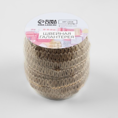 Decorative canvas braid with sequins, 20 mm, 10 ± 0.5 m, beige color-3