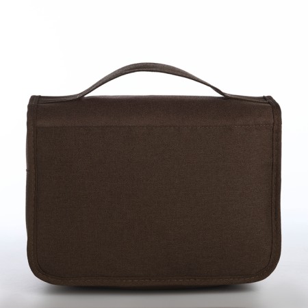 Cosmetic bag classic, 24*10*18, lightning departure, hook, brown-1
