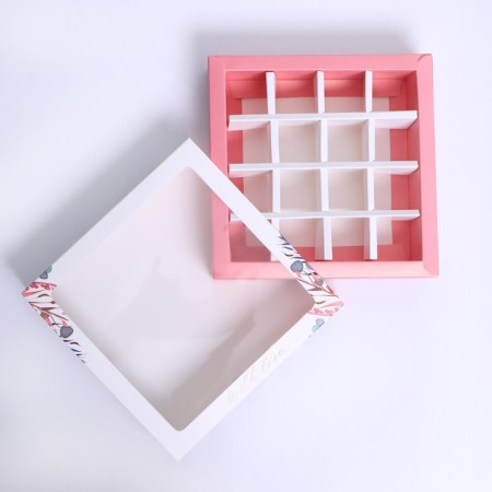 Box for sweets, confectionery packaging, 16 cells, with love, 17.7 x 17.7 x 3.8 cm-4