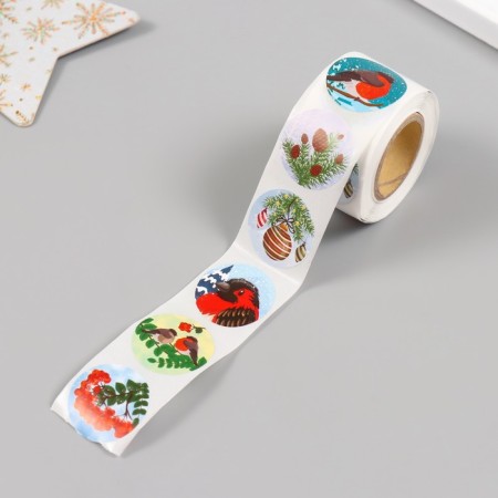 New Year Stick Paper "Bullfinchi" d = 2.5 cm 252 pcs in roll-4
