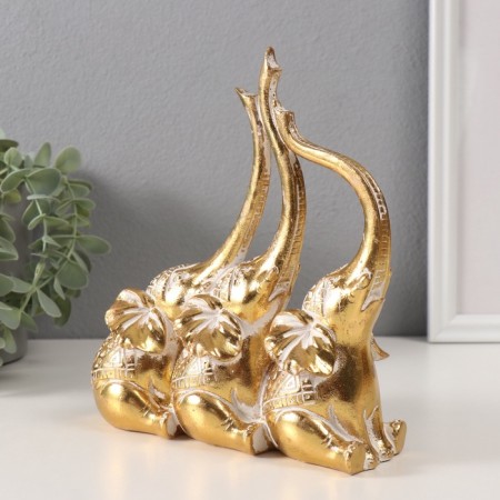 Polystone souvenir "Three elephants. Indian patterns" gold 18.3x6.7x20 cm-4
