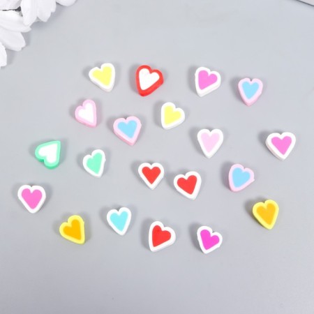 Beads for PVC creativity "Hearts with a contour" Color set 20 pcs 1x1x1 cm