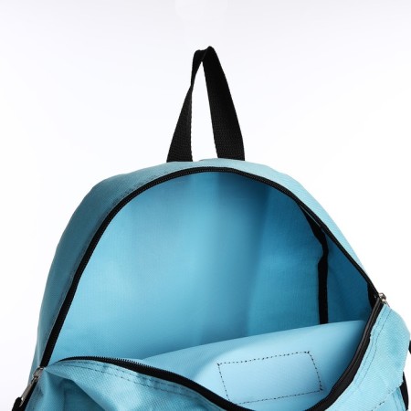 A backpack with a zipper, external pocket, blue color-3