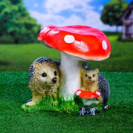 Garden figure "Mushroom with two hedgehogs" 26x30x30cm