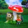Garden figure "Mushroom with two hedgehogs" 26x30x30cm