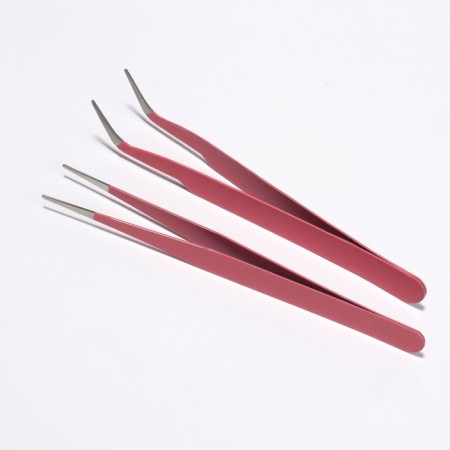 A set of tweezers for eyelash extensions, 2 pcs, color mix-4