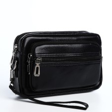 Male bag over the shoulder, artificial leather, black color