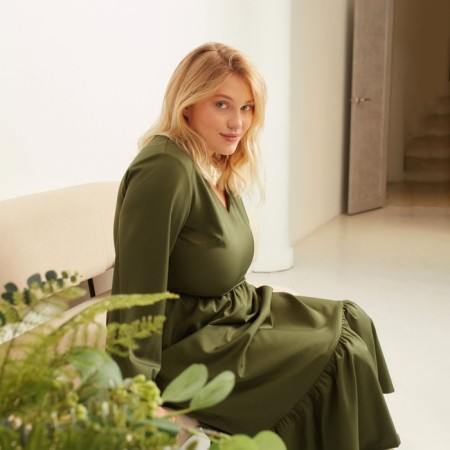 Платье женское миди MIST plus-size, р.50, хаки-4