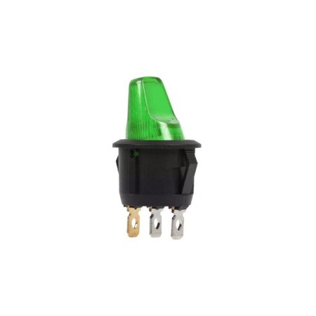 Round key 12V 16A (3C) On-off green with backlight (RWB-224, SS-214) Rexant-2