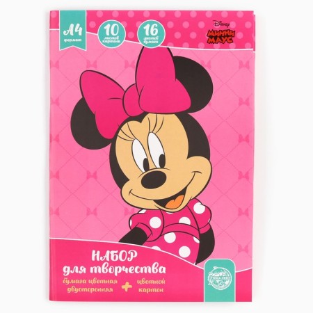 Set "Minnie Mouse" A4: 10 liters of color unilateral cardboard + 16l color bilateral paper-5