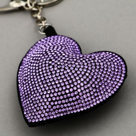 Soft toy "Heart" with rhinestones, on a key fob, 7 cm, lilac color-2