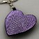 Soft toy "Heart" with rhinestones, on a key fob, 7 cm, lilac color