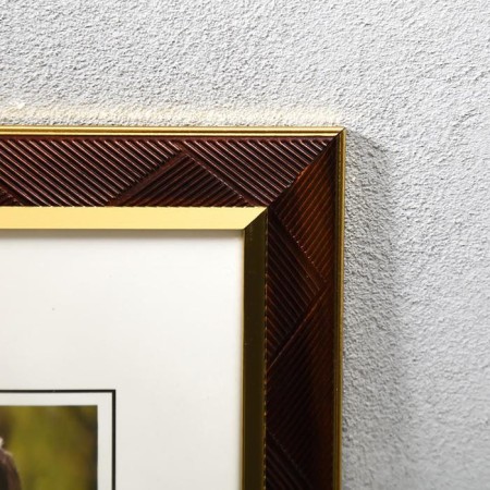 Photo frame plastic 30x40 cm "Line-diagonal on chocolate, double gold frame" 44.7x34.8 cm 53759-1