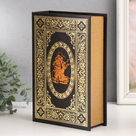 Safe-book wood to the leatherette "ship and storm" 27x18x7 cm-1
