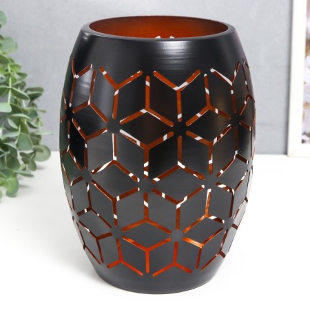 Summary Metal for 1 candle "Geometry. Flowers" black with gold 20.5x13.5x13.5 cm-2