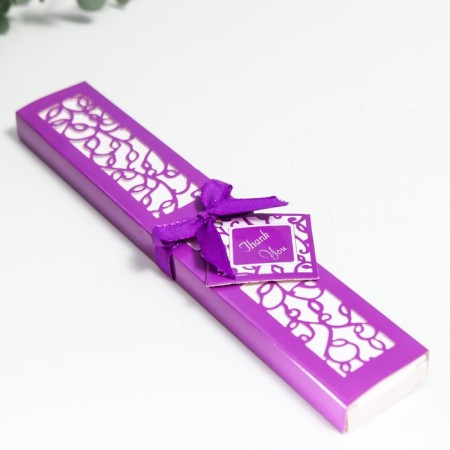 Fan bamboo, textiles h = 21 cm "monocet" in a box, purple-5
