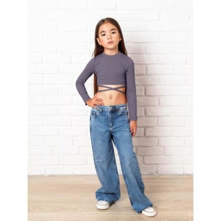 Top for a girl with long sleeves on Generation ties, height 128 cm, purple color-1