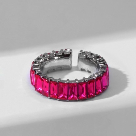 Ring "Trend" parallel, bright pink color in silver, dimensionless (from 17 size)-3