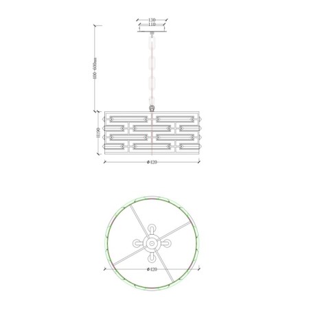 Suspended lamp Maytoni Mod067PL-04CH, 4CHE14, 60W, 42x42x79 cm, chromium color-5