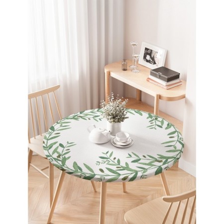 The tablecloth “Olive branch”, round, oxford, elastic band, size 120x120 cm, diameter 75-100 cm-2