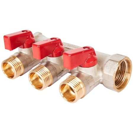 Collector Stout SMB 6210 341203, 1/2 ", 3 exits, with ball valves 3/4", red pens-3