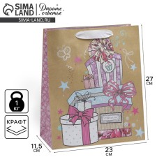 Package Gift Crafts Vertical, packaging, “long -awaited gifts”, ML 23 x 27 x 11.5 cm