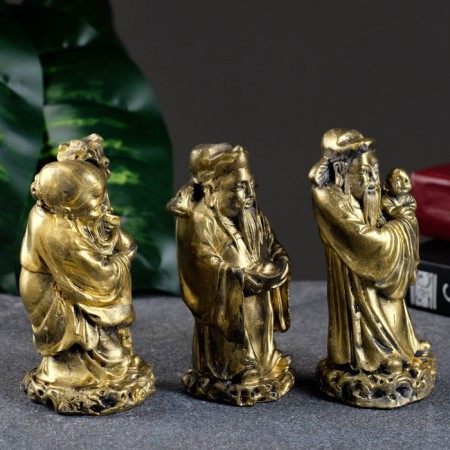 Set of figures "Three Eastern Easters" aged gold, height 11cm-1