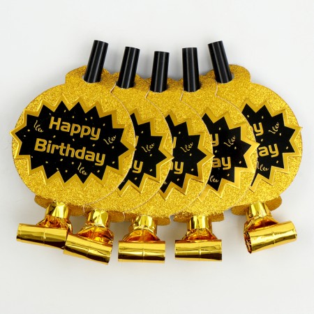 Carnival tongue "Happy Birthday", set of 5 pcs., Golden color