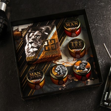 Gift set "February 23": Cream-Majest 5 pcs. x 30 g, black tea 50 g.-3