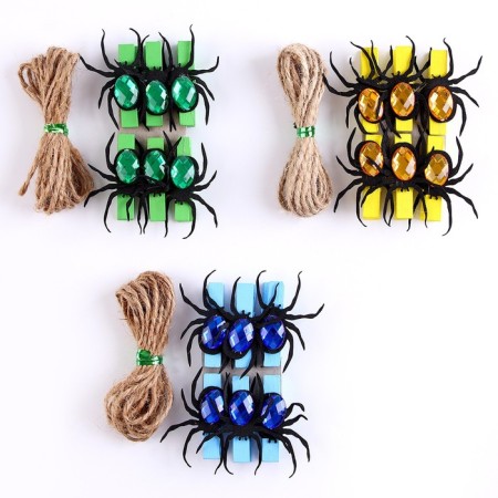Set of decorative clothespins "Spiders" 6 pcs., Mix-2