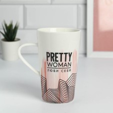 Ceramic mug Pretty Woman, 450 ml, white color