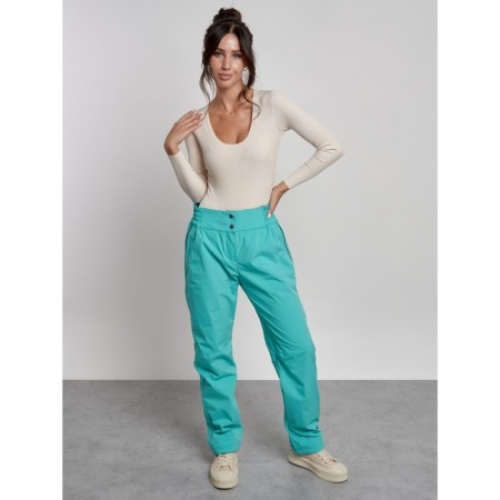 Warmed female trousers, size 44, green color-13