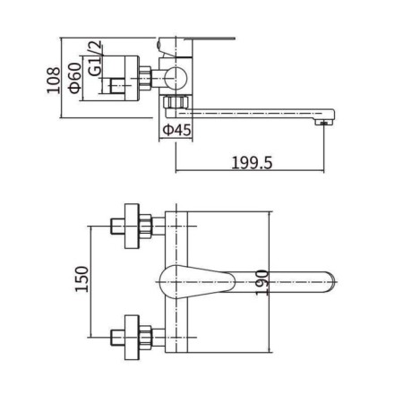 Fashun A54615 kitchen mixer, one -leaf, pour 200 mm, wall, stainless steel, satin 968682-1