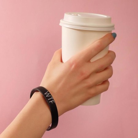 Silicone bracelet WTF standard, black color, 20 cm-1