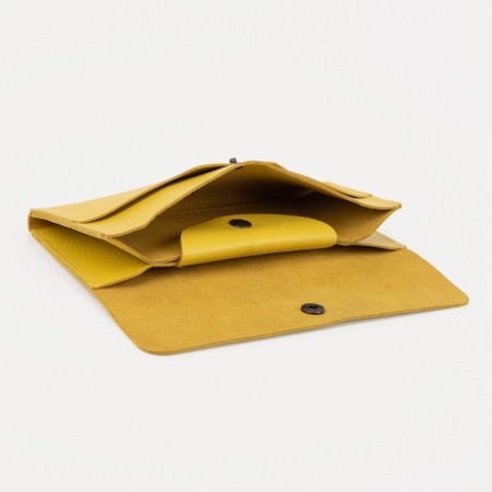 Women's wallet on the button, yellow color-2