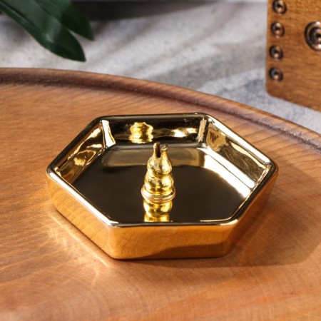 A stand for any incense "saucer", golden, 2.6x9.3 cm