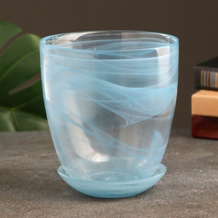 Flower pot with pallet No. 4 "Aleb" azure, 2 l