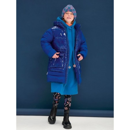 Coat for girls, height 146 cm, blue color-8
