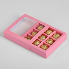 Box for 9 sweets with a shell, pink, 14.5 x 14.5 x 3.5 cm