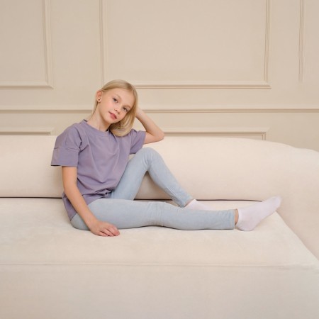 Леггинсы для девочки MINAKU: Casual Collection KIDS, цвет голубой, рост 152 см-3