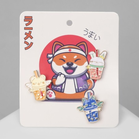 Set of badges (3 pcs.) "Cups" of animals, colored in gold-2