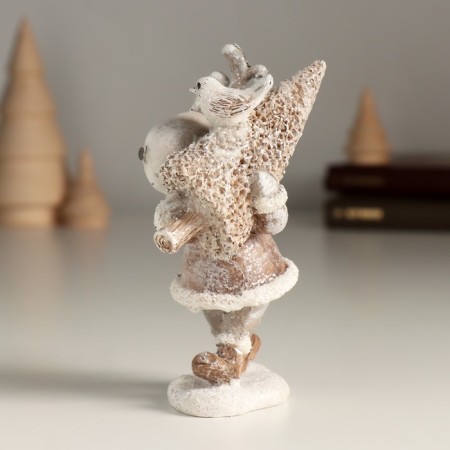 Souvenir Polystone "joyful elk with a Christmas tree" 7x5.5x11 cm-3