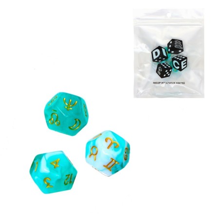 Astrological cubes for fortune -telling "Game time", 3 pcs, green marble