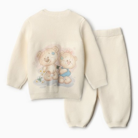 Knitted costume (jumper, trousers), beige color 62-8