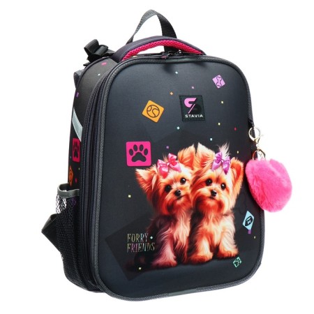 School backpack 38 x 30 x 16 cm, ergonomic back, stavia "york", gray-1