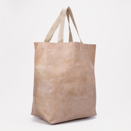 Shoper bag without fastening, beige color