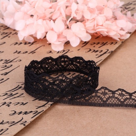 Capricon lace, 15 mm × 10 ± 1 m, black color No. 2-2