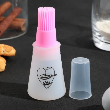 Oil brush “With Love”, 11.8 x 5.2 cm, silicone, pink color-4
