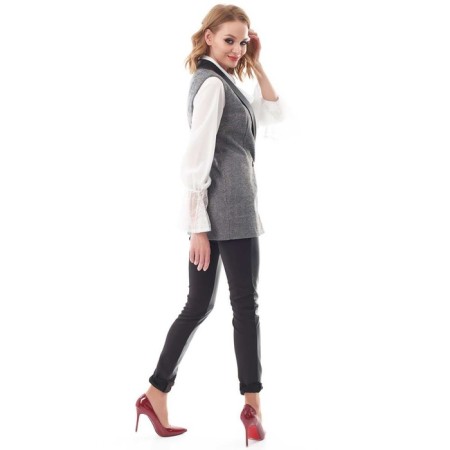 Women's vest, size 42, gray color, black-5