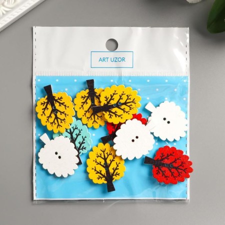 Buttons wood for creativity 2 punctures "tree" set 10 pcs 3.1x2.4 cm-3